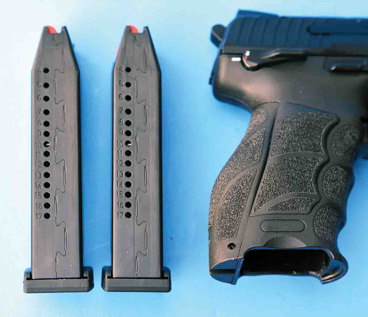 The HK P30 features 17-round, steel magazines.